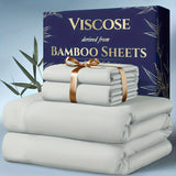 4pcs Bamboo Cooling Sheet Set – Extra Deep Pocket Breathable Bedding for Hot Sleepers (Queen & King)