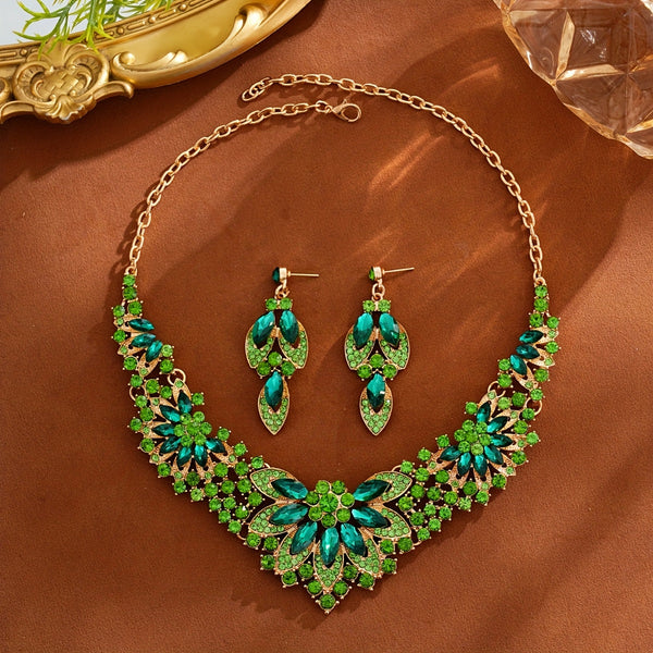 Luxury Floral Necklace & Earring Set for Brides – Elegant Wedding Jewelry goobingoo