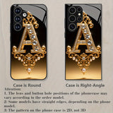 Elegant Golden Diamond “A” Letter Phone Case – Compatible with Samsung Galaxy S25 & S24 Series