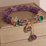 Amethyst Bead Bracelet with Cubic Zirconia