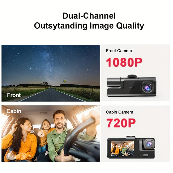 Dual Dash Cam Front and Inside 1080P 720P – 170 Wide Angle with Night Vision & Parking Monitor goobingoo