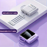 Premium 10000mAh Mini Portable Power Bank – 4-in-1 Built-In Cable, 22.5W Super Fast Charging