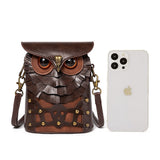 Women’s Medieval Steampunk Owl Mini Crossbody Bag – Studded Buckle Shoulder Bag for Renaissance Fairs