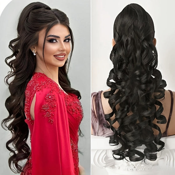 Women’s Body Wave Clip-In Wig – High Temperature Fiber Hair Extension with Large Secure Clip, Vacation Style Wig for Parties, Halloween & Travel goobingoo