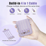 Premium 10000mAh Mini Portable Power Bank – 4-in-1 Built-In Cable, 22.5W Super Fast Charging