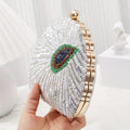 Luxury Peacock Sequin Evening Clutch Purse – Sparkly Feather Design Handbag for Women, Wedding & Dinner Party Bag goobingoo