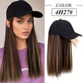 Natural-Looking Long Straight Black Synthetic Hair Wig with Bangs & Cap Extension goobingoo