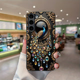 Golden Peacock Glass Phone Case - Samsung