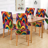 2/4/6pcs Abstract Rainbow Stretch Dining Chair Covers – Colorful Printed Polyester Slipcovers, Elastic & Machine Washable for Home, Hotel & Events