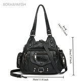 Women’s Rivet Washed Crossbody Bag – Soft Single-Shoulder Handbag with Large Capacity, Multi-Layer Design, Casual & Travel Bag