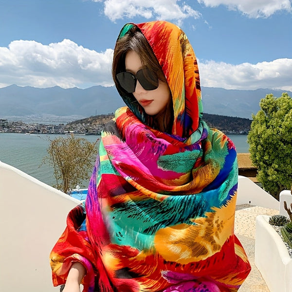 Ultra-Thin Women’s Floral Scarf – Breathable Lightweight Spring & Summer Shawl, Versatile Travel, Beach & Sunscreen Wrap, Perfect Gift goobingoo