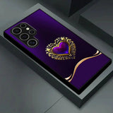 Matte Black Heart-Shaped Tempered Glass Case – Compatible with Samsung Galaxy S24 Series & Previous Models