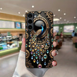 Golden Peacock Glass Phone Case - Samsung