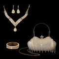 Sunflower Rhinestone Clutch & Jewelry Set - 4pc