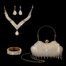 Sunflower Rhinestone Clutch & Jewelry Set - 4pc
