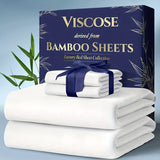 4pcs Bamboo Cooling Sheet Set – Extra Deep Pocket Breathable Bedding for Hot Sleepers (Queen & King)