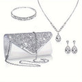 Sequin Evening Clutch & Jewelry Set - 4pc