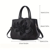 Women's large capacity handbag with elegant floral design and zipper closure. Perfect for daily use, weddings, birthdays, or Mother's Day gifts.
