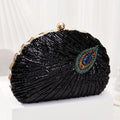 Luxury Peacock Sequin Evening Clutch Purse – Sparkly Feather Design Handbag for Women, Wedding & Dinner Party Bag goobingoo