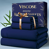 4pcs Bamboo Cooling Sheet Set – Extra Deep Pocket Breathable Bedding for Hot Sleepers (Queen & King)