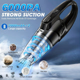 6000PA Cordless Car Vacuum Cleaner – Handheld Portable with 2000mAh Battery & 5 Accessories