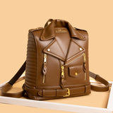 Women’s Moto Jacket Style Backpack – Fashion Versatile Daypack with Zipper Closure & Lined Interior, BORA&YAFISH Brand
