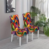 2/4/6pcs Abstract Rainbow Stretch Dining Chair Covers – Colorful Printed Polyester Slipcovers, Elastic & Machine Washable for Home, Hotel & Events