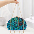 Luxury Peacock Sequin Evening Clutch Purse – Sparkly Feather Design Handbag for Women, Wedding & Dinner Party Bag goobingoo