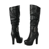 Women’s Chunky Heel Over-the-Knee Boots – Plus Size Thigh High Fashion Shoes