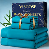 4pcs Bamboo Cooling Sheet Set – Extra Deep Pocket Breathable Bedding for Hot Sleepers (Queen & King)
