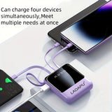 Premium 10000mAh Mini Portable Power Bank – 4-in-1 Built-In Cable, 22.5W Super Fast Charging