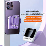 Premium 10000mAh Mini Portable Power Bank – 4-in-1 Built-In Cable, 22.5W Super Fast Charging