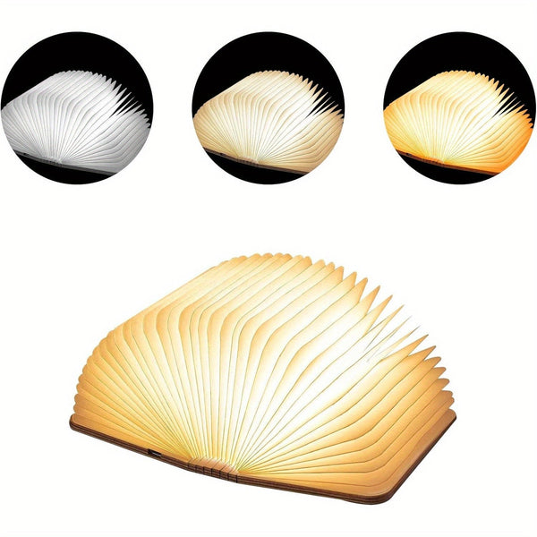 3D LED Book Night Light – USB Rechargeable Magnetic Foldable Wooden Desk Lamp goobingoo