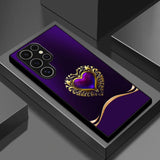 Matte Black Heart-Shaped Tempered Glass Case – Compatible with Samsung Galaxy S24 Series & Previous Models