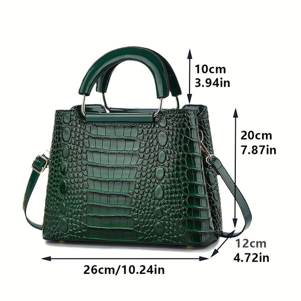 Chic crocodile pattern women’s shoulder bag with adjustable strap and zipper closure. Stylish crossbody purse perfect for casual or formal occasions. goobingoo