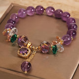 Amethyst Bead Bracelet with Cubic Zirconia
