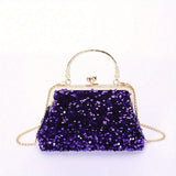 Purple Sequin Evening Clutch & Jewelry Set - 5pc