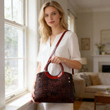 Women’s floral embossed handbag set with detachable, adjustable strap. Large capacity shoulder and tote bags for commuting, daily use, and stylish gifting.