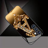 Elegant Golden Diamond “A” Letter Phone Case – Compatible with Samsung Galaxy S25 & S24 Series