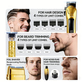 Men’s Cordless Hair Clipper Kit – USB Rechargeable Electric Barber Tools for Home & Travel