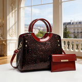 Women’s floral embossed handbag set with detachable, adjustable strap. Large capacity shoulder and tote bags for commuting, daily use, and stylish gifting.