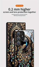 Golden Peacock Glass Phone Case - Samsung