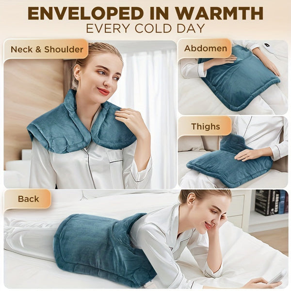 Graphene Heating Pad for Neck & Shoulder – 6 Heat Levels, 4 Auto Shut-Off Timers, 22”x18” goobingoo