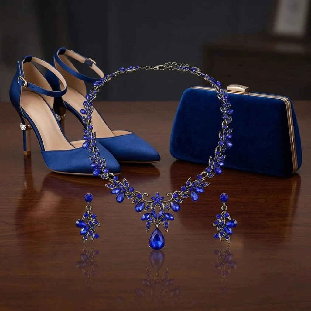 goobingoo Elegant Choker Necklace & Earrings Set - Luxury Bridal & Prom Jewelry goobingoo