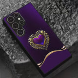Matte Black Heart-Shaped Tempered Glass Case – Compatible with Samsung Galaxy S24 Series & Previous Models
