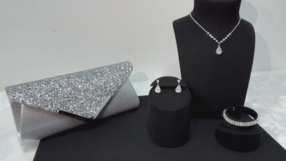 Sequin Evening Clutch & Jewelry Set - 4pc