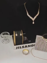 Sunflower Rhinestone Clutch & Jewelry Set - 4pc