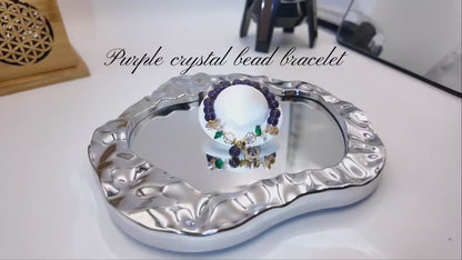 Amethyst Bead Bracelet with Cubic Zirconia